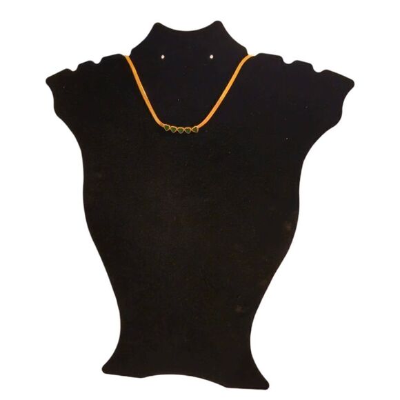 Green Hearts Stainless Steel Crystal Gold-tone Snake Chain Choker Necklace - Picture 10 of 13